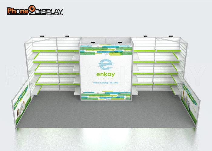 buy 340G Tension Fabric Trade Show Booth Custom Design With Plastic Slatwall Panels online manufacturer