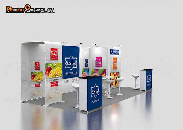 Durable Portable Exhibition Booth 3x6 Aluminum Frame With Tension Fabric