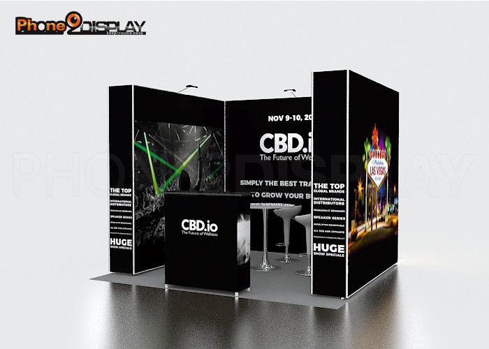 Lightweight Expo Display Stands , Aluminum Backlit Fabric Trade Show Booth