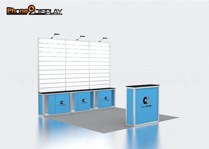 buy Creative Design Slatwall Trade Show Booths Tension Fabric Material With Lights online manufacturer