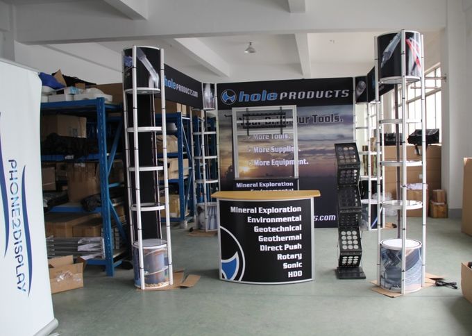 Square Custom Trade Show Booth Manufacturers Spiral Twister Tower Showcase Display Stand 1