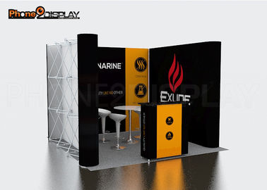 Straight Shape Printed Tension Fabric Booth , Promotion Pop Up Display Banner Stand